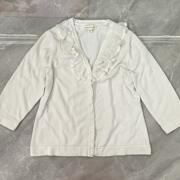 Women's Coldwater Creek Ruffled Button Up Cardigan Sweater Medium - Picture 1 of 16